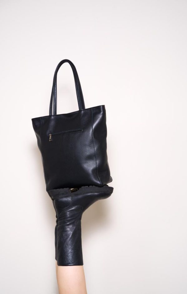 Leather paperbag - Zwart