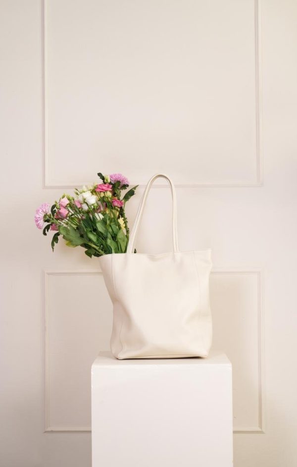 Leather paperbag - Beige