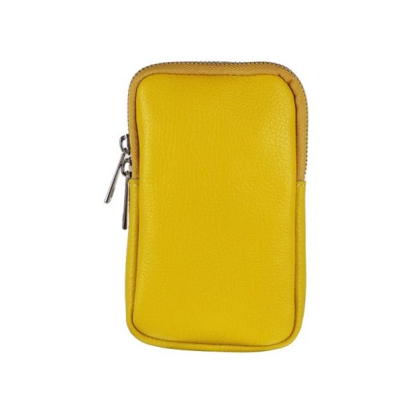 Call me up leather - Mosterdgeel (zilver)