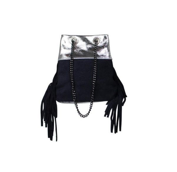 Buidel bag - Donkerblauw & zilver
