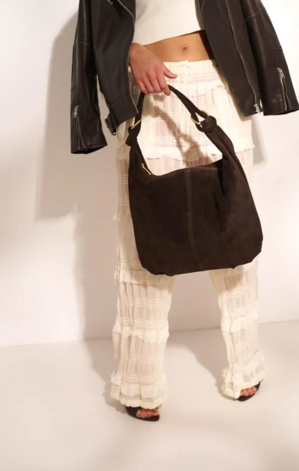 Suède ring shopper - Donkerbruin