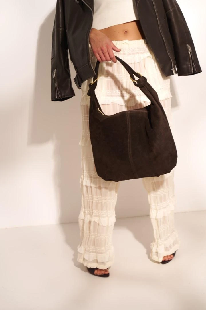 Suède ring shopper - Donkerbruin - Afbeelding 2