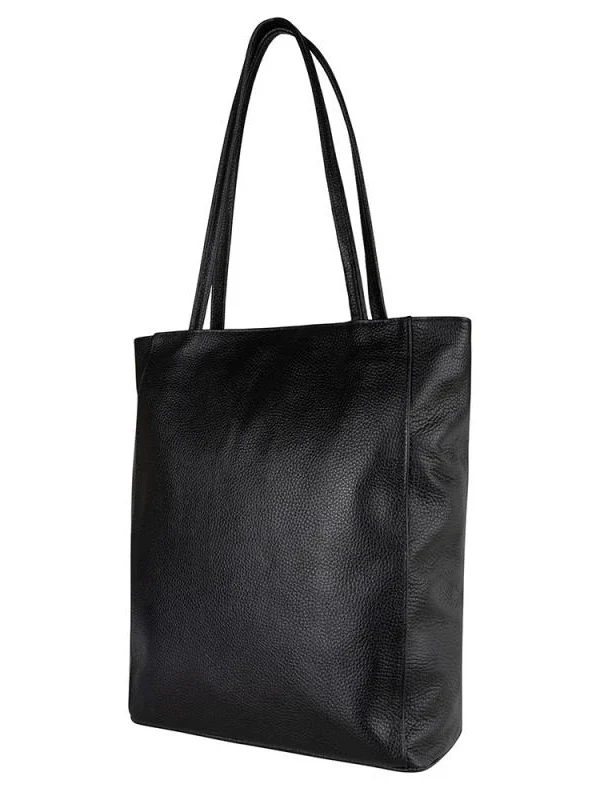 Leather paperbag - Zwart